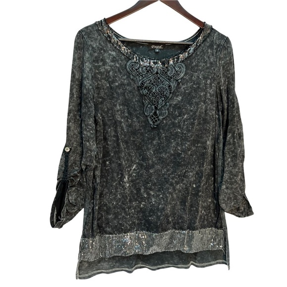 𝅺papa Vancouver Grey Tunic Top T-Shirt Sequin Hems Size S - Picture 3 of 11